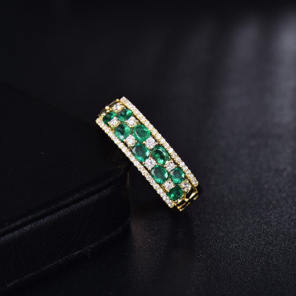 14Kt Gold Natural Diamond & 1.88 ct Emerald Ring - Unisex