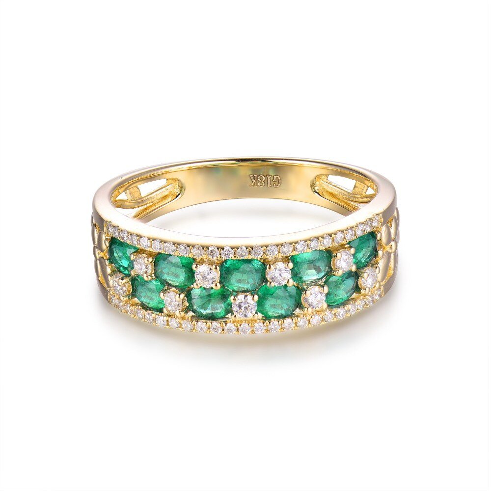 14Kt Gold Natural Diamond & 1.88 ct Emerald Ring - Unisex