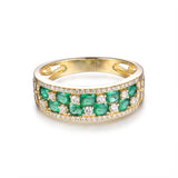 14Kt Gold Natural Diamond & 1.88 ct Emerald Ring - Unisex