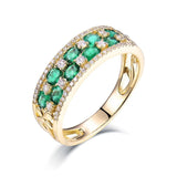 14Kt Gold Natural Diamond & 1.88 ct Emerald Ring - Unisex
