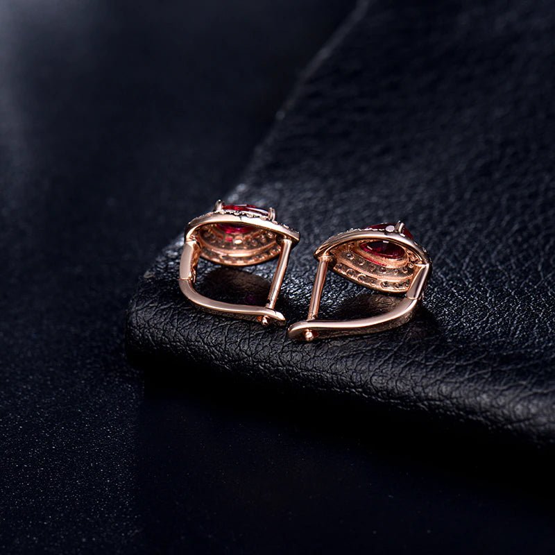 14kt Rose Gold 1.00ct Ruby Earrings with Natural Diamonds