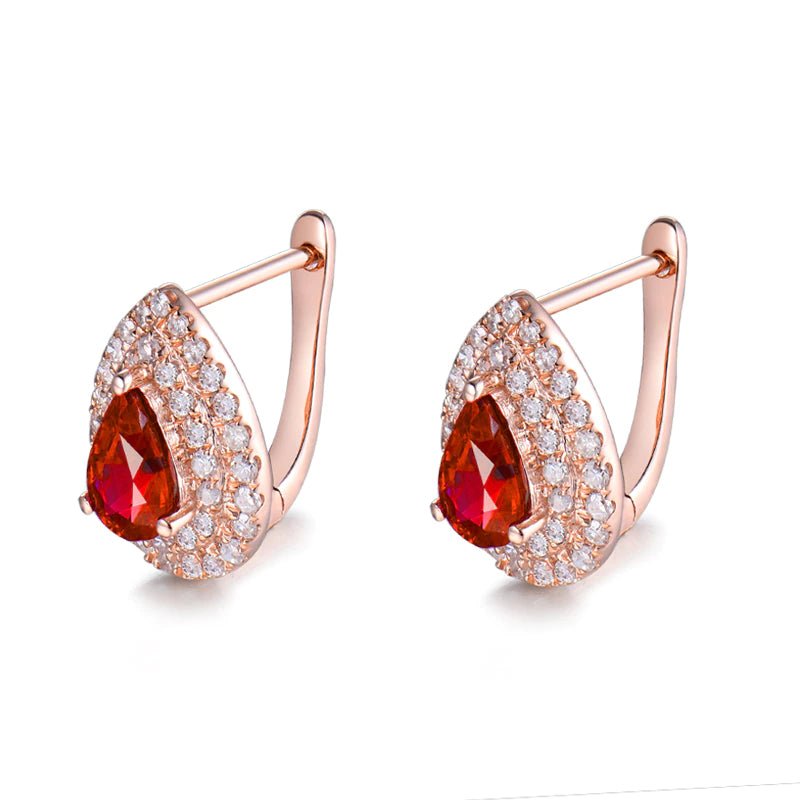 14kt Rose Gold 1.00ct Ruby Earrings with Natural Diamonds
