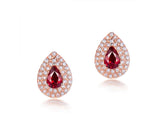 14kt Rose Gold 1.00ct Ruby Earrings with Natural Diamonds