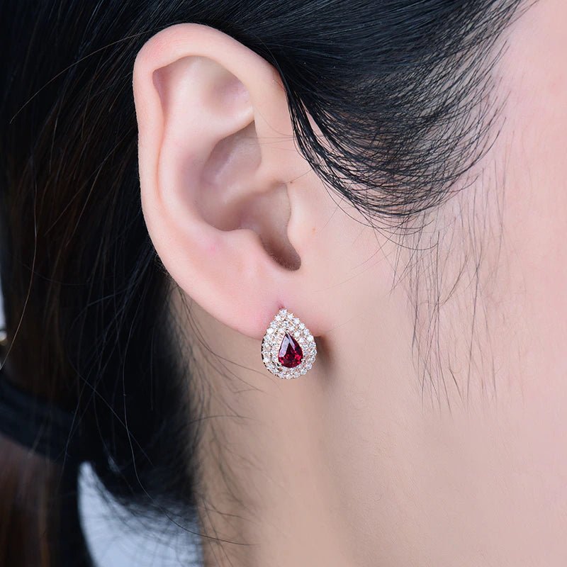 14kt Rose Gold 1.00ct Ruby Earrings with Natural Diamonds