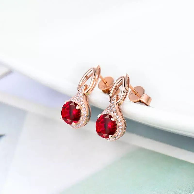 14kt Rose Gold 2.485 ct Ruby Earrings