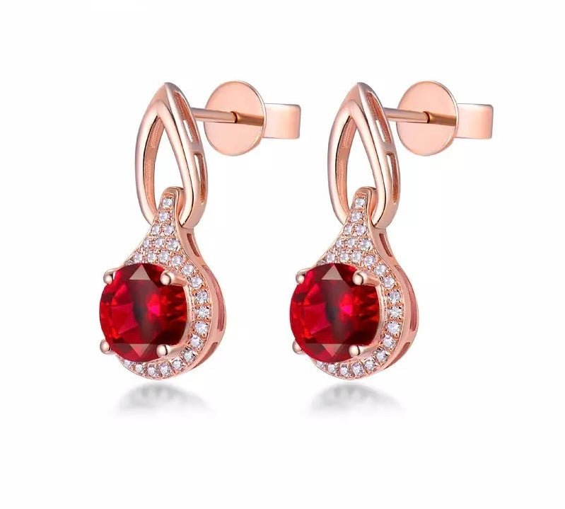 14kt Rose Gold 2.485 ct Ruby Earrings