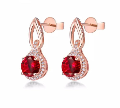 14kt Rose Gold 2.485 ct Ruby Earrings