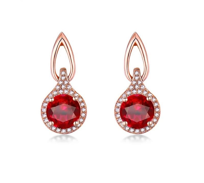 14kt Rose Gold 2.485 ct Ruby Earrings