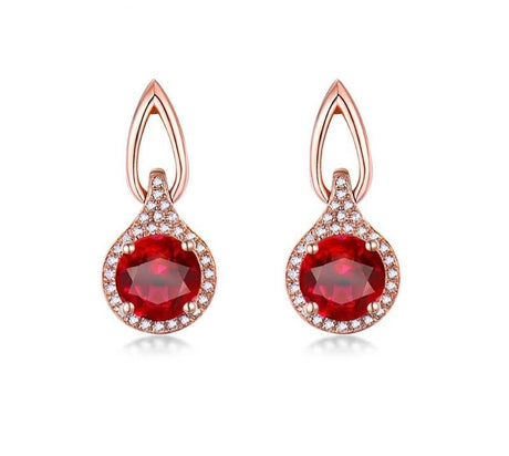 14kt Rose Gold 2.485 ct Ruby Earrings