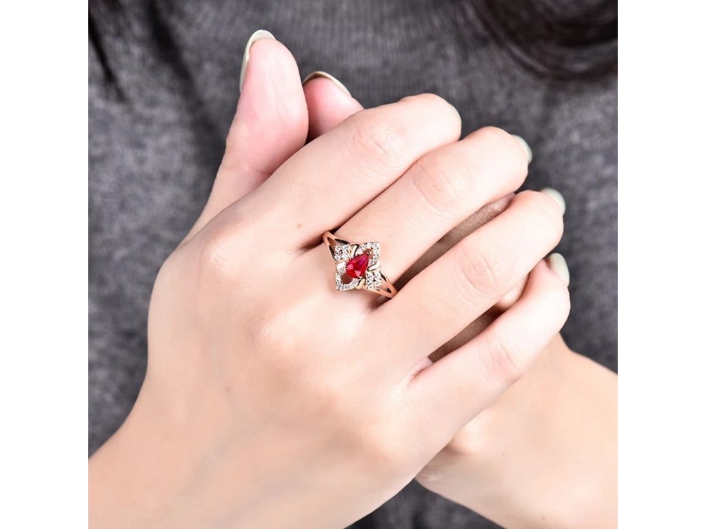 14Kt Rose Gold Diamond & 0.445ct Ruby Ring