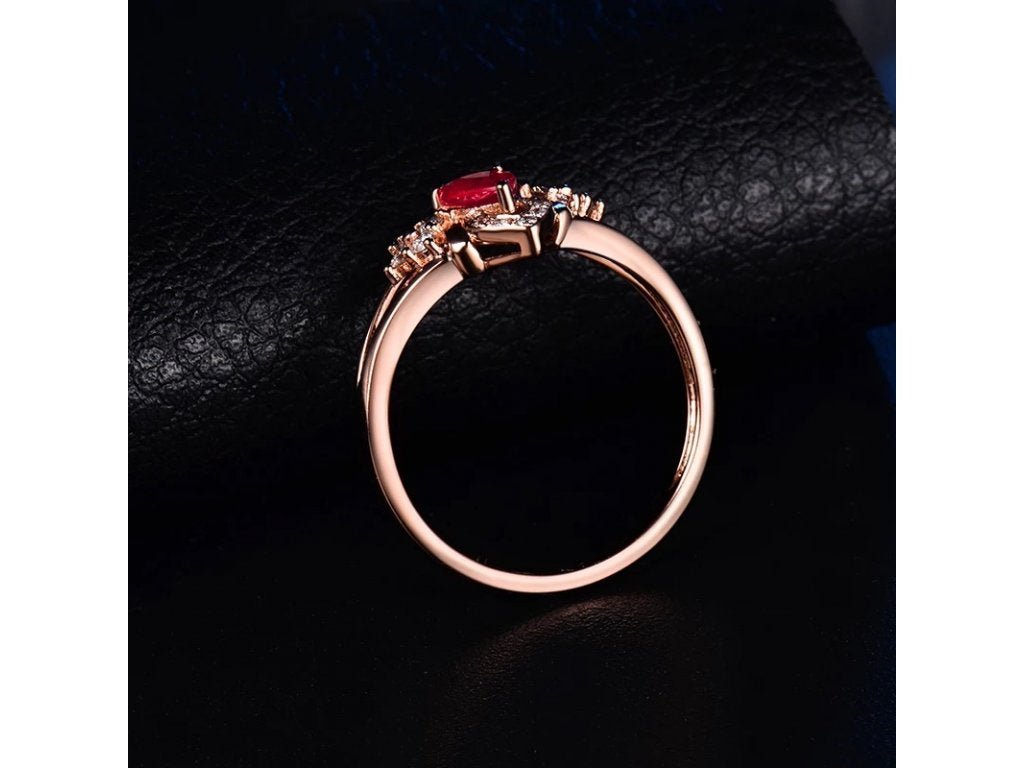 14Kt Rose Gold Diamond & 0.445ct Ruby Ring
