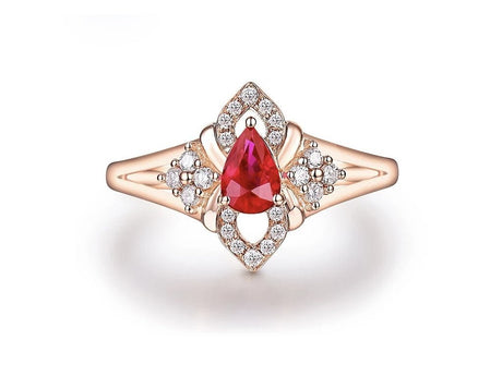 14Kt Rose Gold Diamond & 0.445ct Ruby Ring