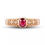 14Kt Rose Gold Diamond 0.69 ct Ruby Ring