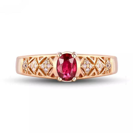 14Kt Rose Gold Diamond 0.69 ct Ruby Ring