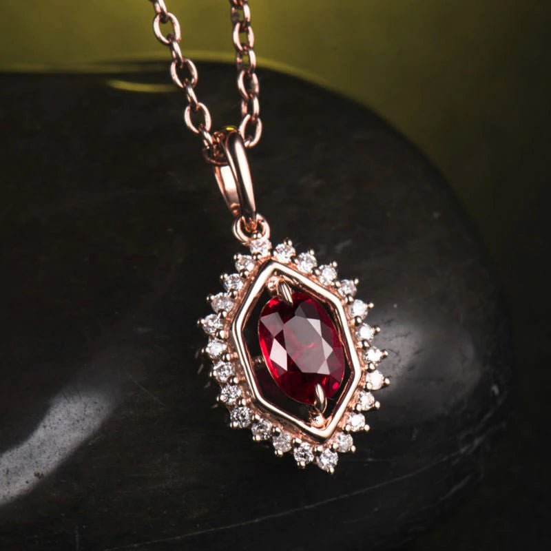 14Kt Rose Gold Diamond 1.00 ct Ruby Pendant