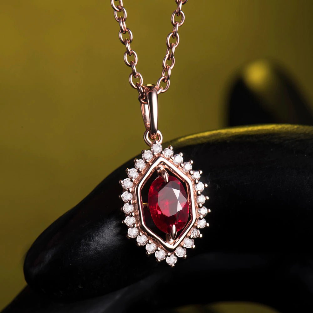 14Kt Rose Gold Diamond 1.00 ct Ruby Pendant