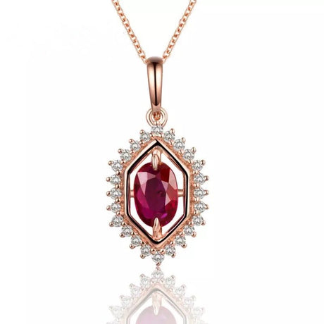 14Kt Rose Gold Diamond 1.00 ct Ruby Pendant