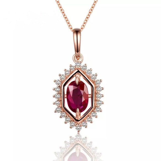14Kt Rose Gold Diamond 1.00 ct Ruby Pendant