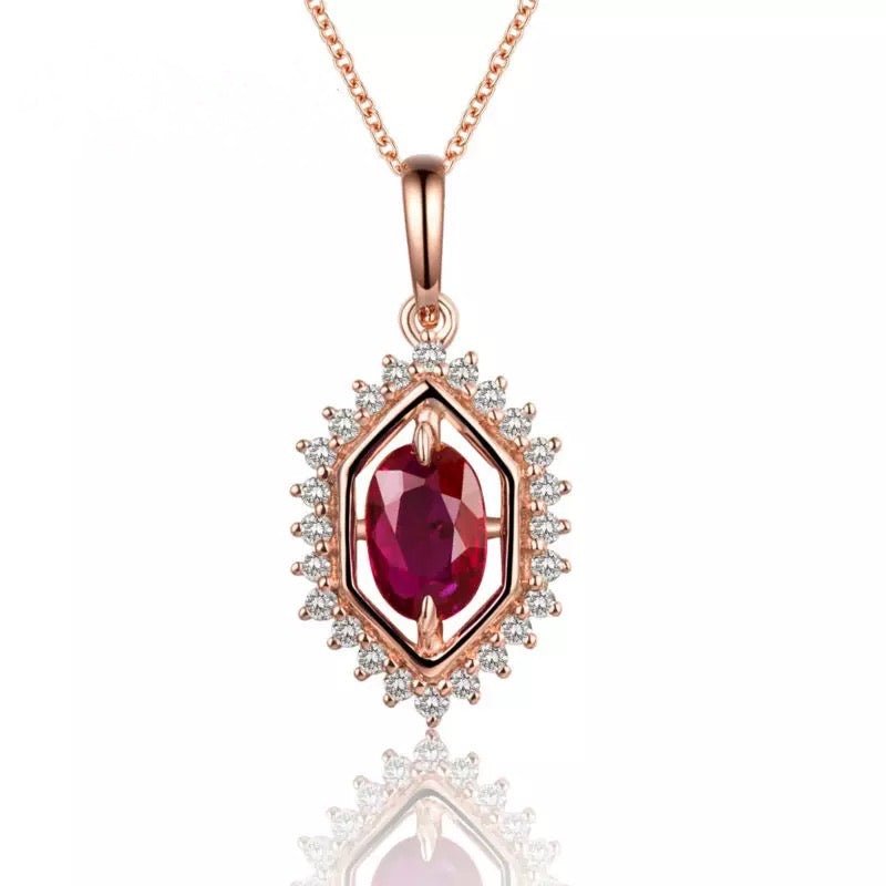 14Kt Rose Gold Diamond 1.00 ct Ruby Pendant