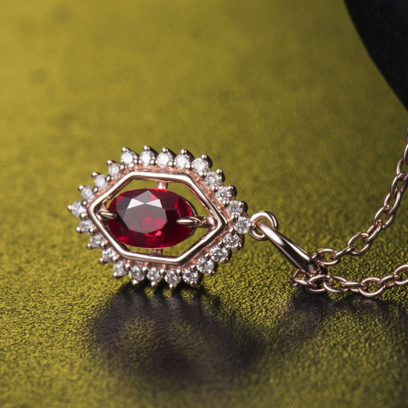 14Kt Rose Gold Diamond 1.00 ct Ruby Pendant