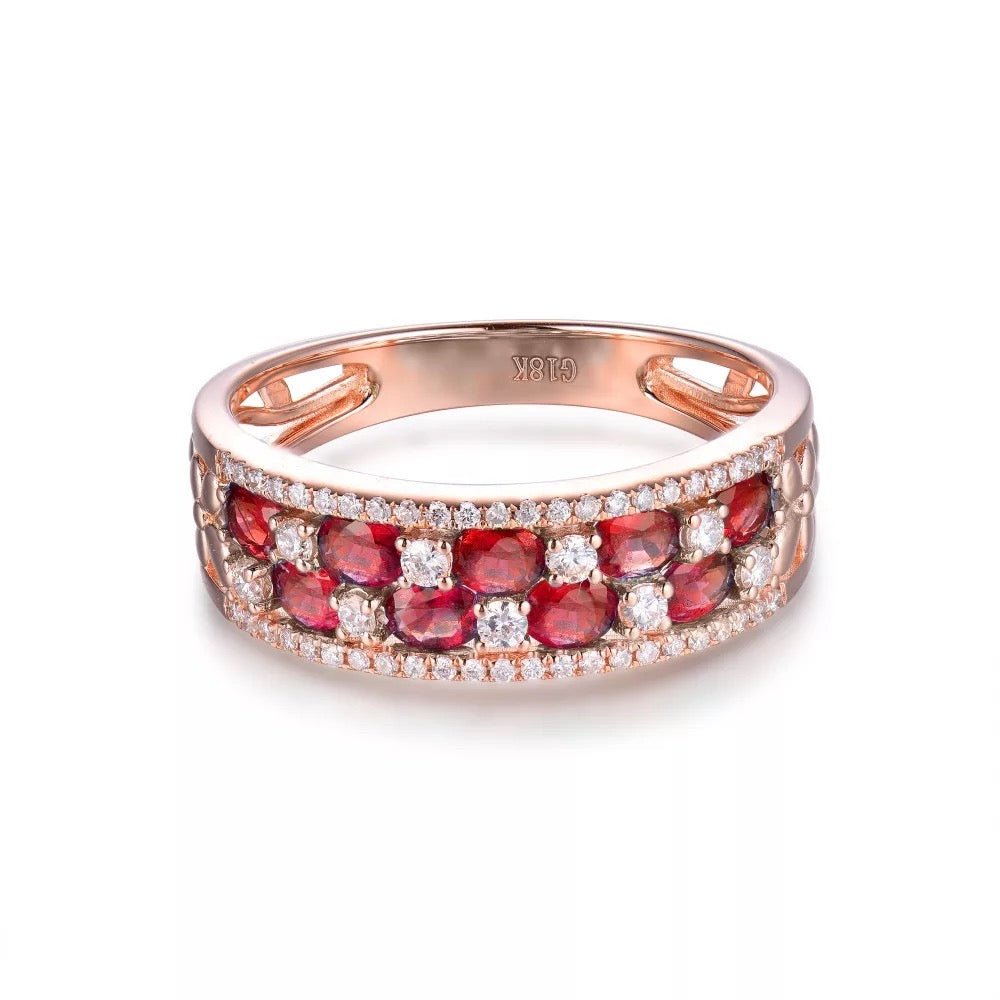 14Kt Rose Gold Diamond & 1.88 ct Ruby Ring (Unisex)