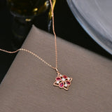 14Kt Rose Gold Diamonds 0.62 ct Ruby Pendant