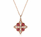 14Kt Rose Gold Diamonds 0.62 ct Ruby Pendant