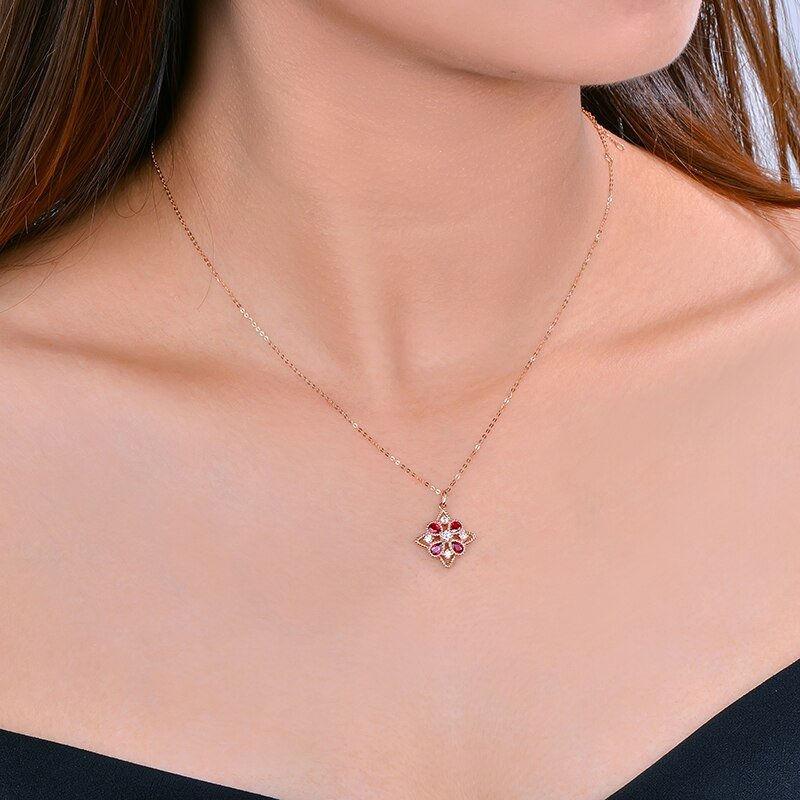 14Kt Rose Gold Diamonds 0.62 ct Ruby Pendant