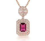 14Kt Rose Gold Natural Diamond 1.19 ct Tourmaline Pendant