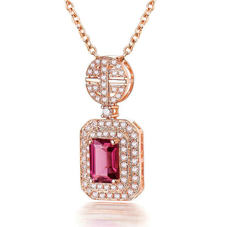 14Kt Rose Gold Natural Diamond 1.19 ct Tourmaline Pendant