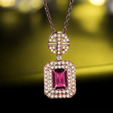 14Kt Rose Gold Natural Diamond 1.19 ct Tourmaline Pendant