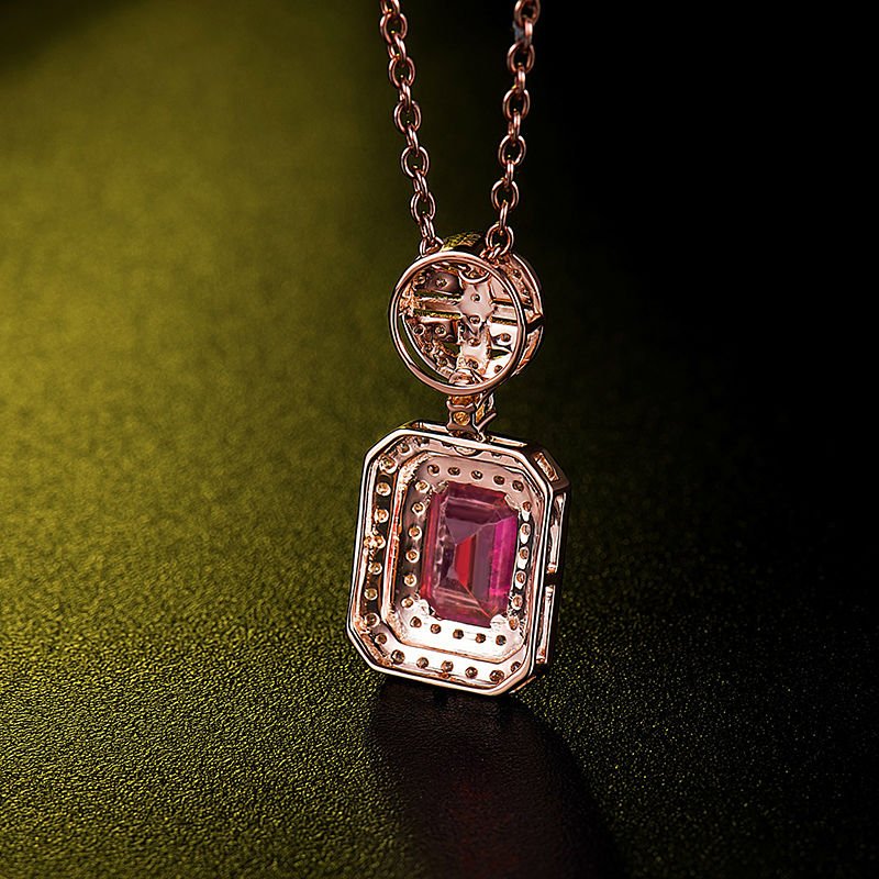 14Kt Rose Gold Natural Diamond 1.19 ct Tourmaline Pendant