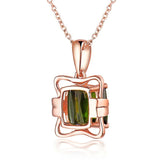 14Kt Rose Gold Natural Diamond 2.665 ct Green Tourmaline Pendant