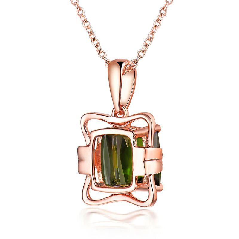 14Kt Rose Gold Natural Diamond 2.665 ct Green Tourmaline Pendant