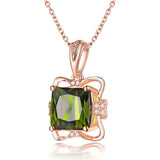 14Kt Rose Gold Natural Diamond 2.665 ct Green Tourmaline Pendant