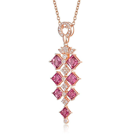 14Kt Rose Gold Natural Diamond 4.49 ct Tourmaline Pendant
