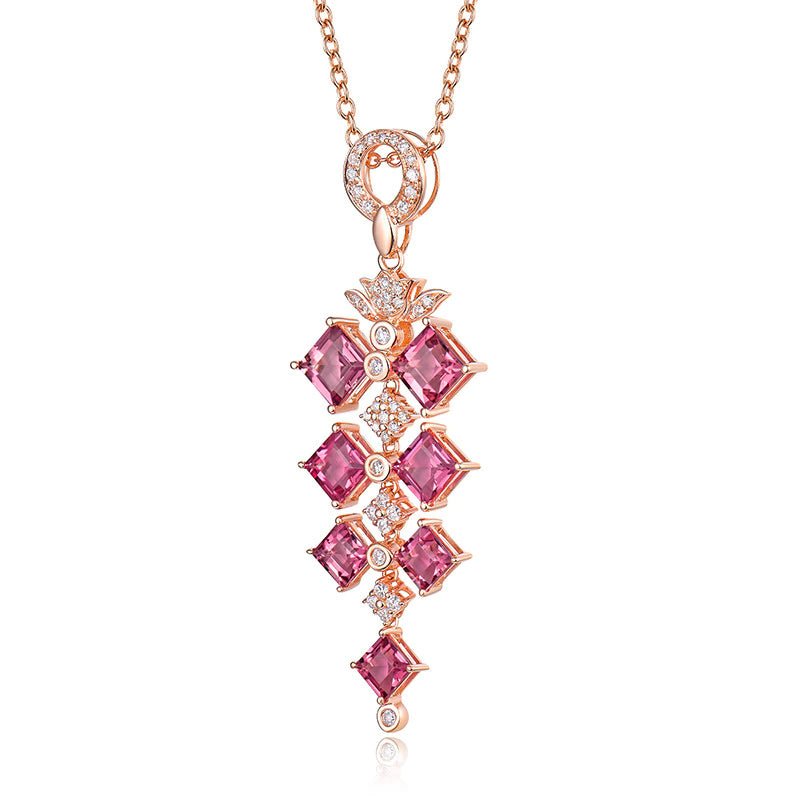 14Kt Rose Gold Natural Diamond 4.49 ct Tourmaline Pendant