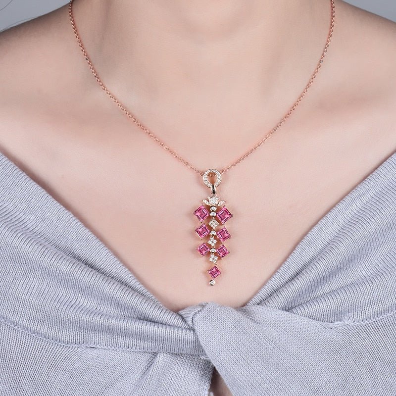 14Kt Rose Gold Natural Diamond 4.49 ct Tourmaline Pendant