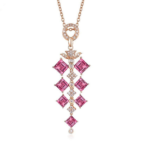 14Kt Rose Gold Natural Diamond 4.49 ct Tourmaline Pendant