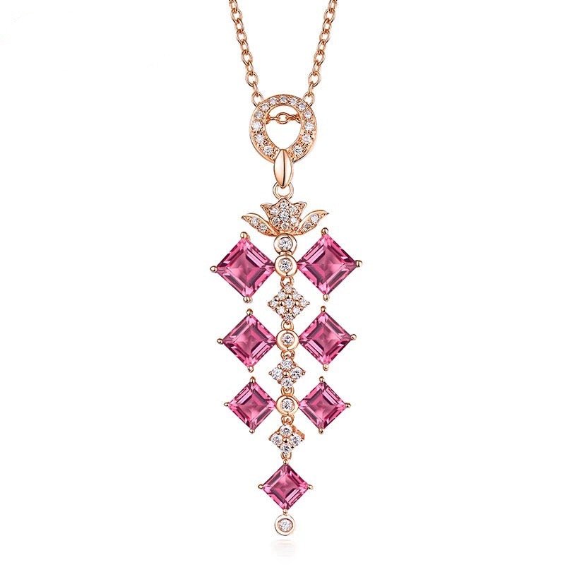 14Kt Rose Gold Natural Diamond 4.49 ct Tourmaline Pendant