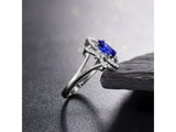 14Kt White Gold 0.83 ct Sapphire Ring with Natural Diamonds