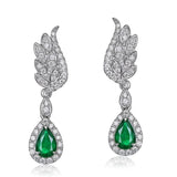14Kt White Gold 0.85ct Emerald Earrings with Diamonds