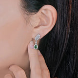 14Kt White Gold 0.85ct Emerald Earrings with Diamonds