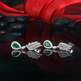 14Kt White Gold 0.85ct Emerald Earrings with Diamonds