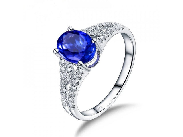 14Kt White Gold 1.15ct Tanzanite Ring with diamonds