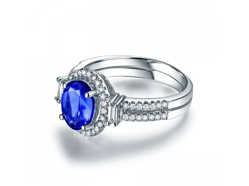 14Kt White Gold 2.10ct Tanzanite Ring with Diamonds