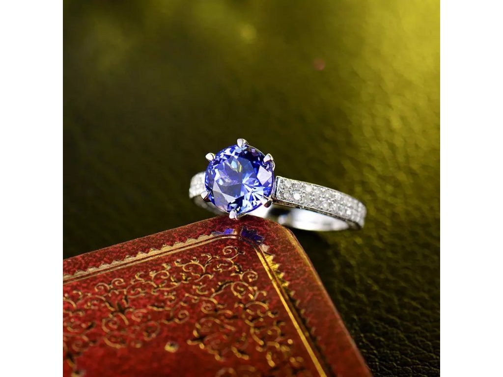 14Kt White Gold 2.44ct Tanzanite Ring with Diamonds