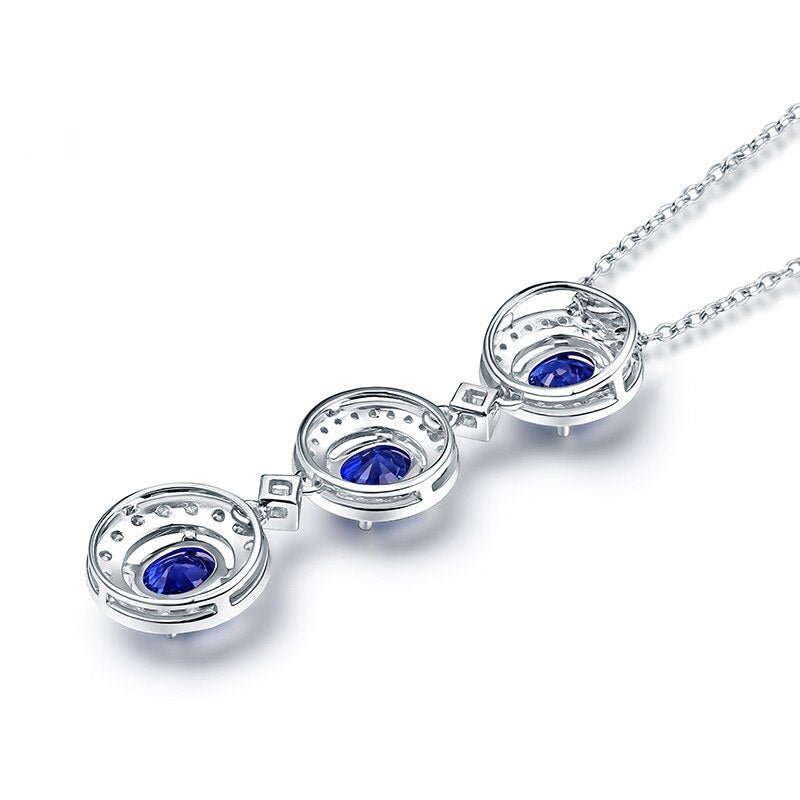14kt White Gold 2.855ct Blue Sapphire Pendant