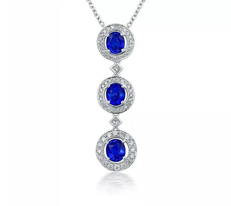 14kt White Gold 2.855ct Blue Sapphire Pendant