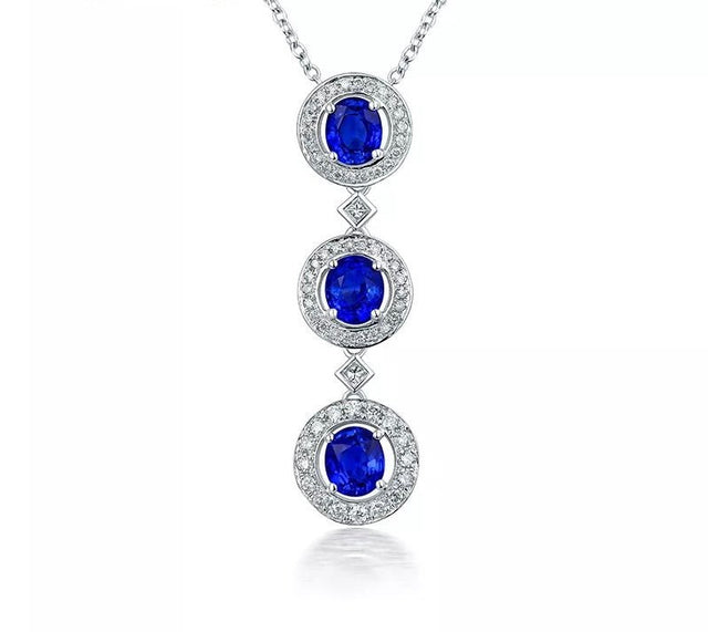 14kt White Gold 2.855ct Blue Sapphire Pendant